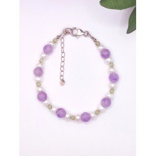 Amethyst, Peridot & Freshwater Pearl Bracelet